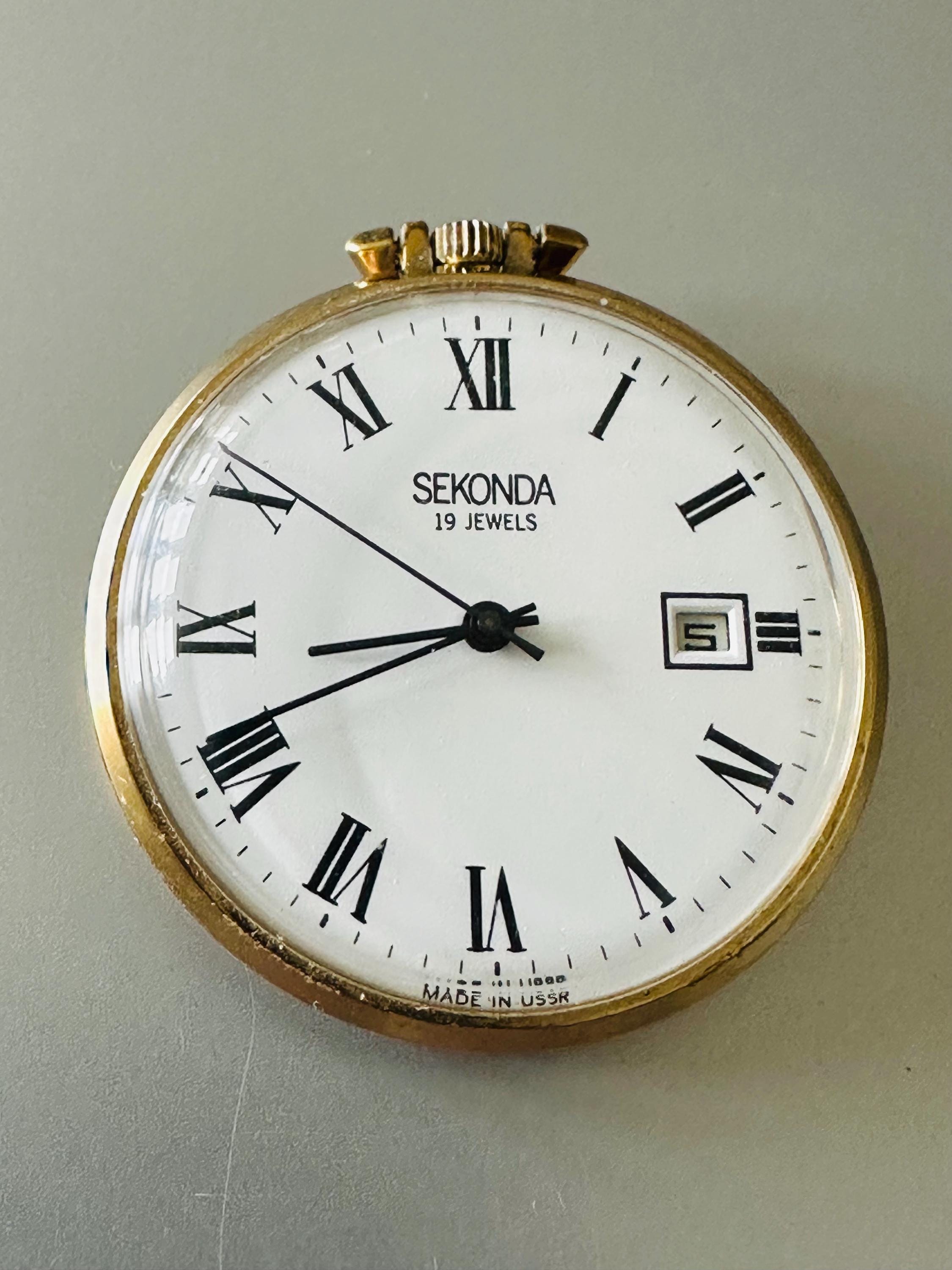 Vintage Sekonda 19 Jewels Date Gold Plated VGC GWO Fob