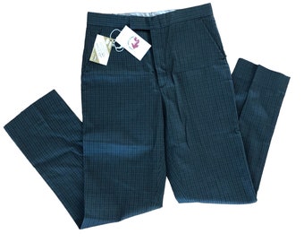 à carreaux pour cadavres d'animaux | Pantalon unisexe taille haute taille haute bleu preppy bleu-vert, bottome small s 7 8 9 6 xs 70s 70s