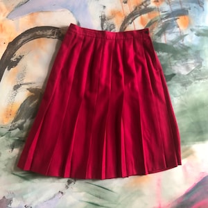 L | wool midi skirt 80s / 90s vintage school work preppy mid rise accordion pleat bottom large Corbin ltd 1980s