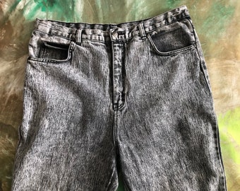 2X | 90s Zipper Ankle acid wash XXL stretch 80s 90s vintage high waist denim jeans unisex women femme pants bottoms PLUS size black gray