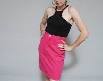 girls pink denim skirt