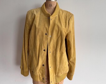 Vintage 90s Italian Suede Bomber Jacket: Men's XL Brown Leather