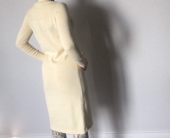 Knit Sweater Dress | 70s vintage v neck long slee… - image 2