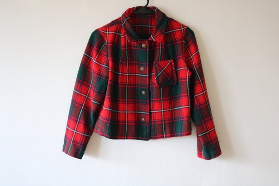 MCM Wool Jacket | 60s plaid flannel button up cro… - image 2