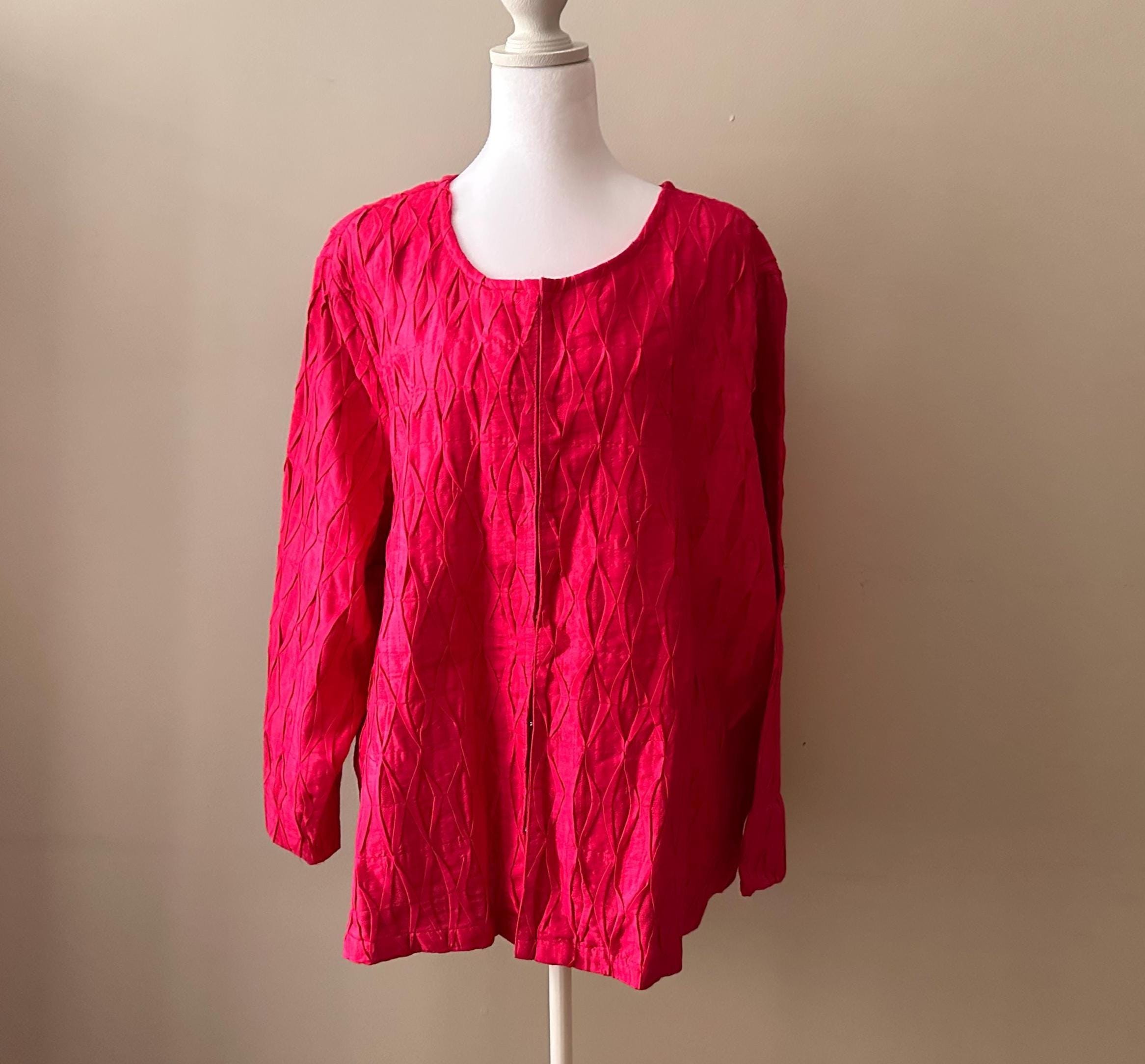 Laura Ashley, 3X cotton linen Laura Ashley 90s vintage hot pink quilted hook and eye closure plus size coat jacket xxxl