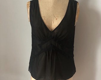 M | y2k Vintage BCBG maxazria zwart lint mouwloze tanktop met diepe v-hals couture medium