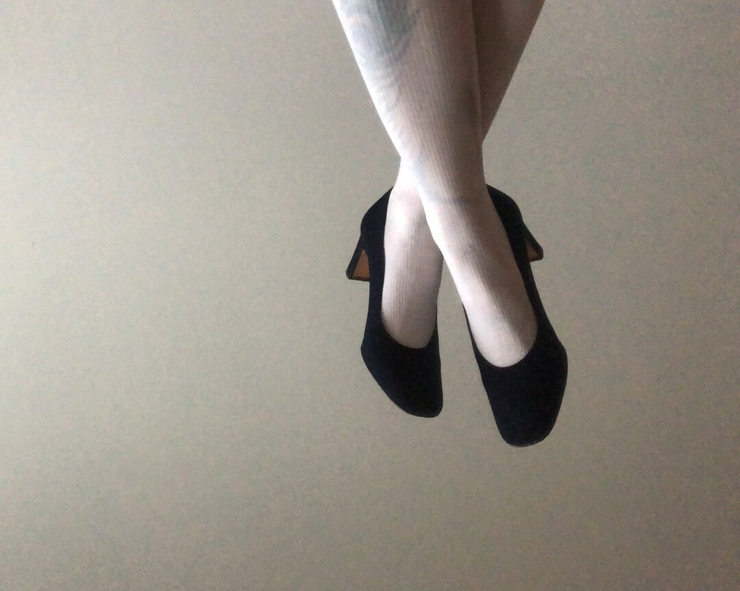 navy blue block heels closed toe