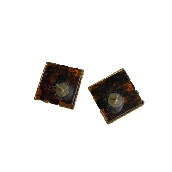 Tortoise Shell Studs | 90s vintage futuristic gol… - image 2