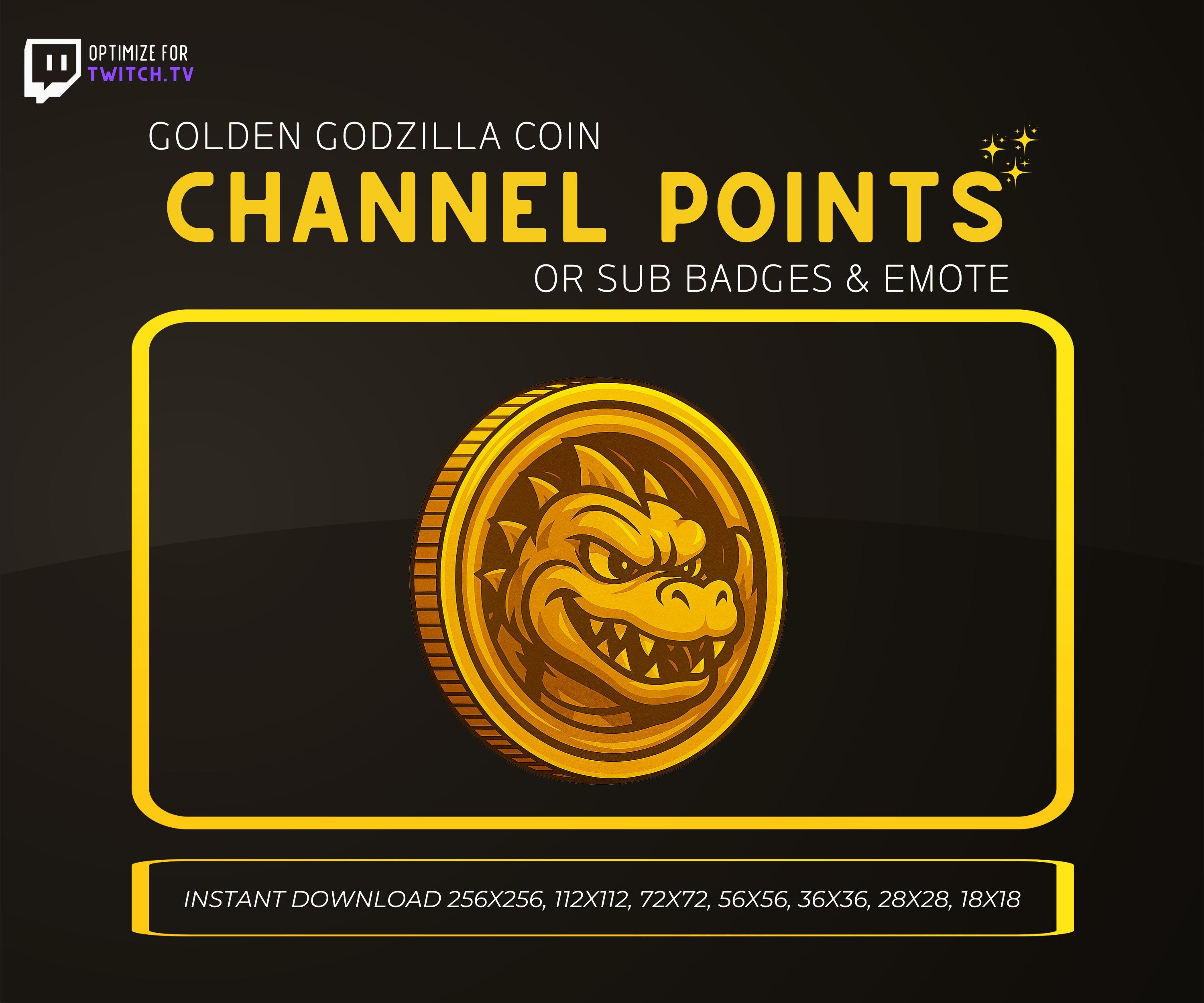 ゴールデンゴジラ Twitch エモート: チャンネルポイントコイン サブバッジ (デジタルダウンロード)