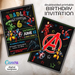 Avengers Birthday Invitation, Super Hero Party, Editable Template (Digital Download)
