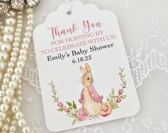 Printed Flopsy Bunny Rabbit Tags, Baby Shower Flopsy Favor Tags, Pink Peter Rabbit Tags