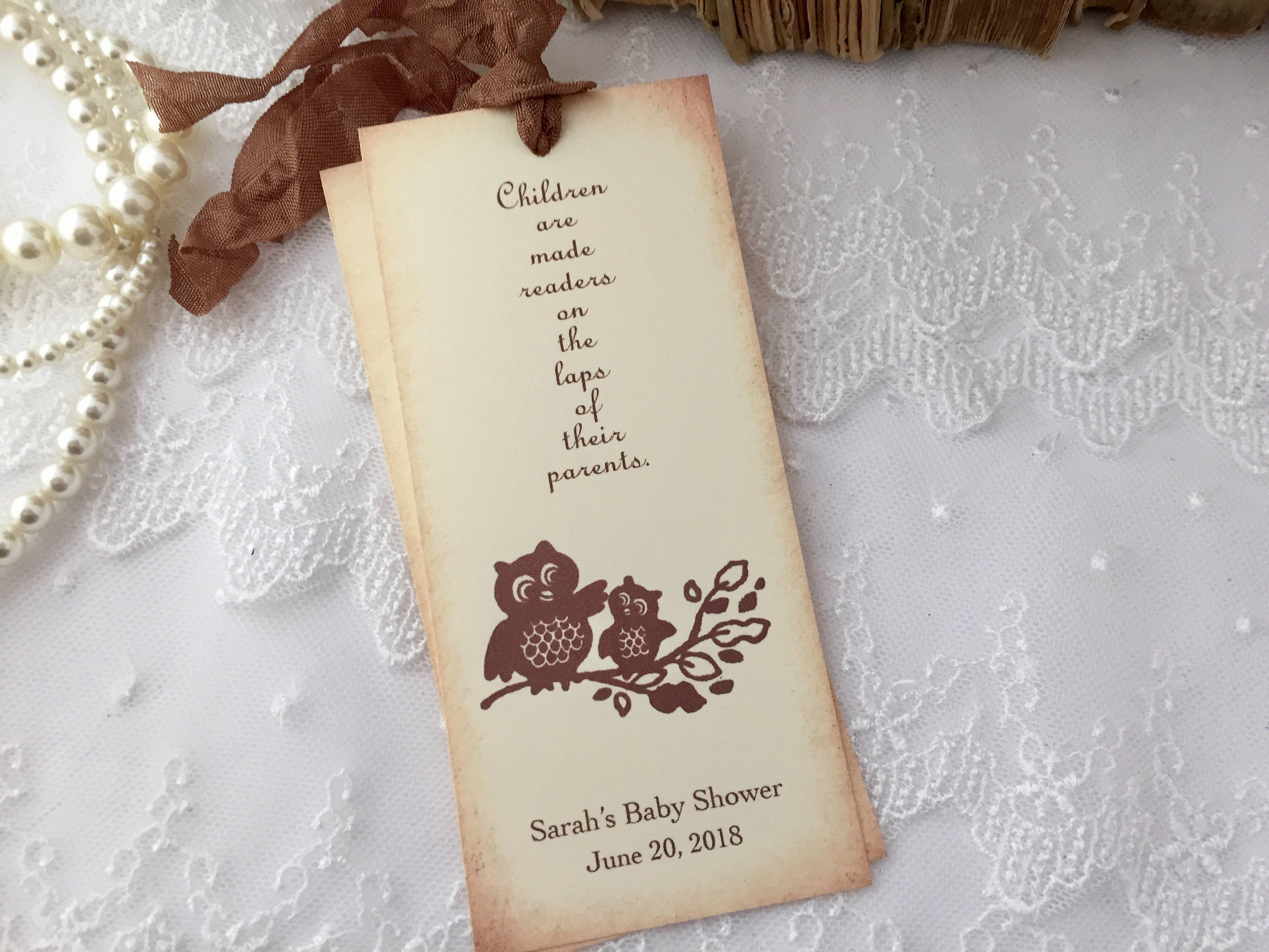 Owl Bookmarks Baby Shower Favors Neutral Etsy