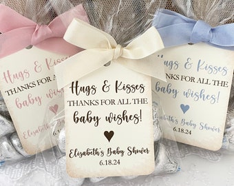 Baby Hugs and Kisses Favor Bags, Baby Shower Kiss Favors, Candy Favor Bags, Printed