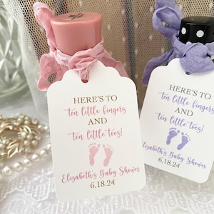 Girl Shower Nail Polish Tags, Girl Baby Shower Mani Thanks Tags, Baby Mani Favor Tags, 10 Fingers 10 Toes Tags