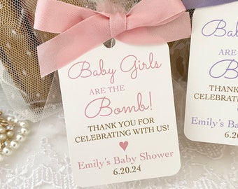 Baby Girl Bath Bomb Favor Bags, Girls are the Bomb Favor Bags, Baby Shower Bath Bomb Gift Tags