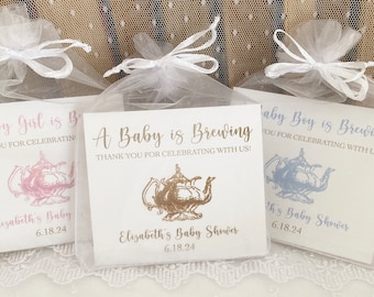 Gender Neutral Baby Shower Tea Party Favors, Tea Party Baby Shower Favors,  A Baby is Brewing Favors, Mommy to Be Favors