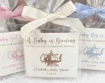 Gender Neutral Baby Shower Favors, Tea Party Baby Favors,  A Baby is Brewing Favors, Baby Shower Tea Favors