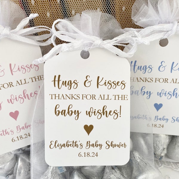 Baby Hugs and Kisses Favor Candy Bags, Gender Neutral Boy Girl Baby Shower Kiss Favors, Candy Favor Bags, Printed