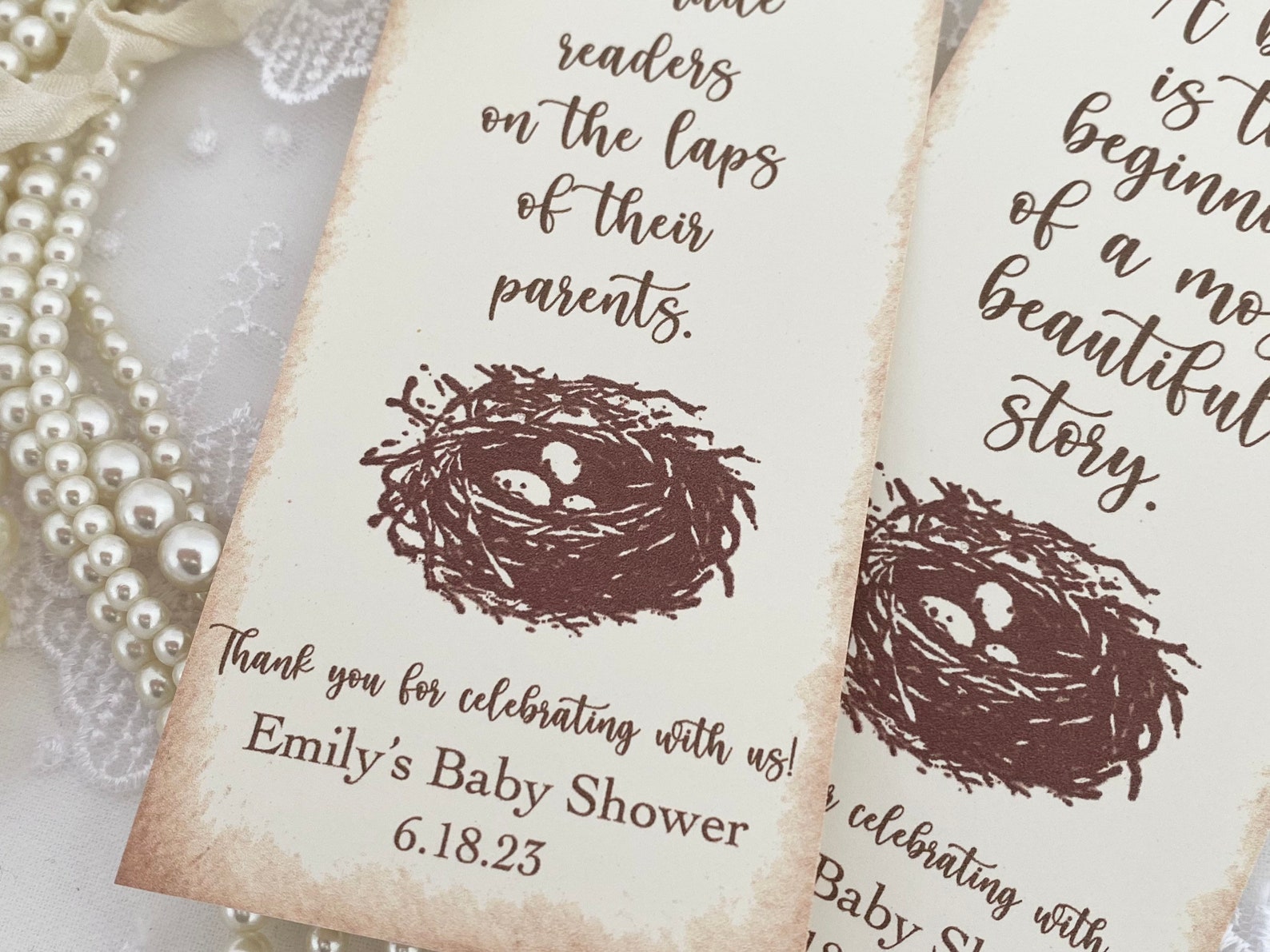 Printed Bird Nest Bookmarks Bird Egg Baby Shower Bookmark Etsy