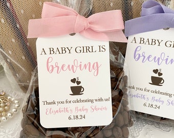 Coffee Baby Shower Favors, Girl Baby Shower Coffee Favor Bags, Baby Girl Espresso Favor Bags, Pink Baby Shower Coffee Bags, Printed