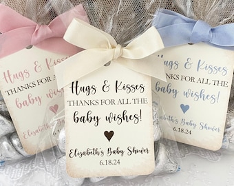 Baby Hugs and Kisses Favor Bags, Baby Shower Kiss Favors, Candy Favor Bags, Printed