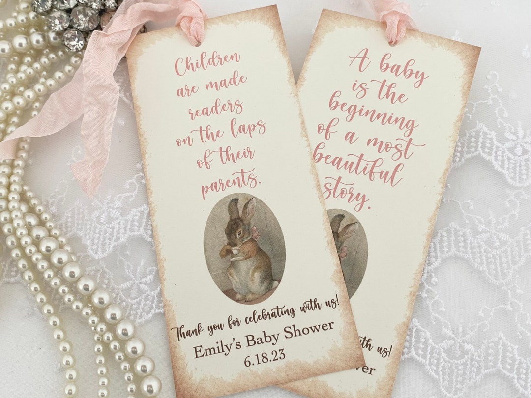 Printed Bunny Tea Party Favor Bookmarks Bunny Birthday Party Etsy