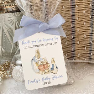 Personalized Peter Rabbit Baby Shower Favor Thank You Bags, Thank You for Hopping By Favors, Beatrix Potter Baby Shower Favor Bags