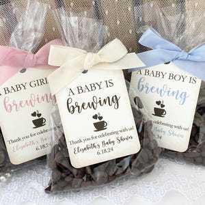 Coffee Baby Shower Favor Bags, Personalized Printed Tags image 2
