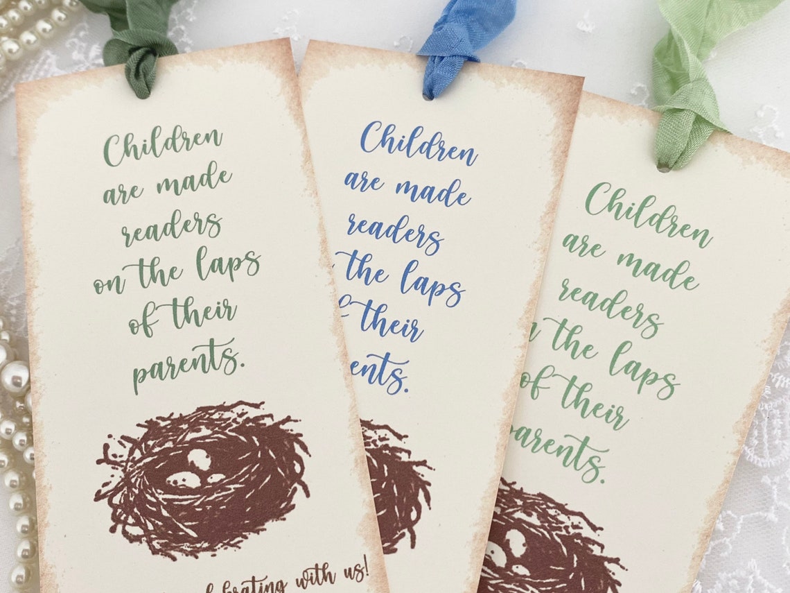 Printed Bird Nest Bookmarks Bird Egg Baby Shower Bookmark Etsy
