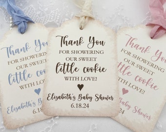 PRINTED Thank You for Showering our Sweet Cookie Favor Gift Tags for Baby Shower, Cookie Baked Goodies Favor Thank You Tags, Gender Neutral