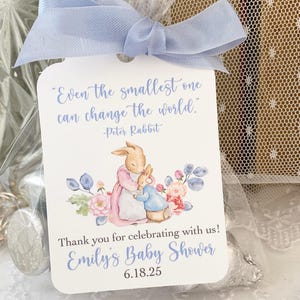 Personalized Peter Rabbit Baby Shower Favor Treat Bags, Even the smallest one can change the world Beatrix Potter Baby Shower Favor Bags