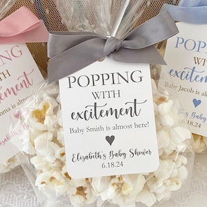 Popcorn Favor Bags for Baby Boy or Girl, Gender Neutral Popcorn Favors, Popping with Excitement Popcorn Treat Bags
