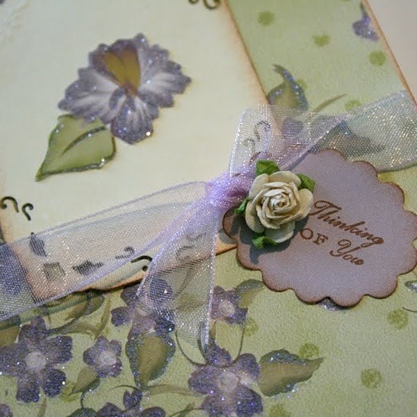 Handmade Greeting Card - Thinking of You Violets