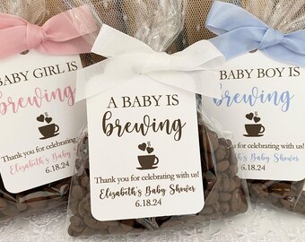 Coffee Bean Baby Shower Favors, Personalized Tags