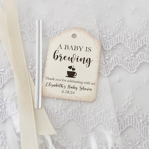 Coffee Baby Shower Favor Bags, Personalized Printed Tags image 3