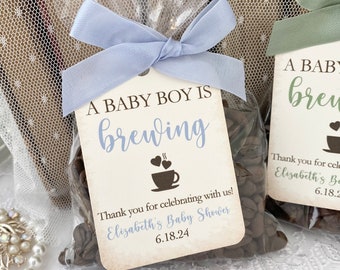 Coffee Baby Shower Favors, Boy Baby Shower Coffee Favor Bags, Boy Baby Espresso Favor Bags, Blue Baby Shower Coffee Bags, Printed