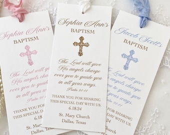 Printed Baptism Bookmark Favors, Cross Baptism Favor Gifts, Baby Dedication Christening Favors Gifts, Handmade Favors for Baptism