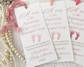 Printed Baby Girl Shower Bookmark Favors, Book Themed Baby Shower Favors, Girl Storybook Baby Favors, Fairy Tale Fairytale Shower Favors