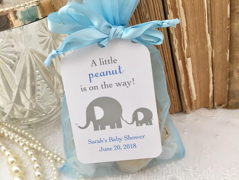 Boy Elephant Favor Bags Boy Baby Shower Elephant Organza Bags Etsy