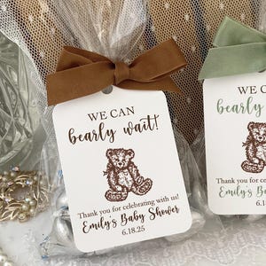 Teddy Bear Favor Treat Bags, Baby Shower Teddy Bear Favors, Birthday Teddy Bear Favor Bags, We Can Bearly Wait Shower Favors Bags image 3