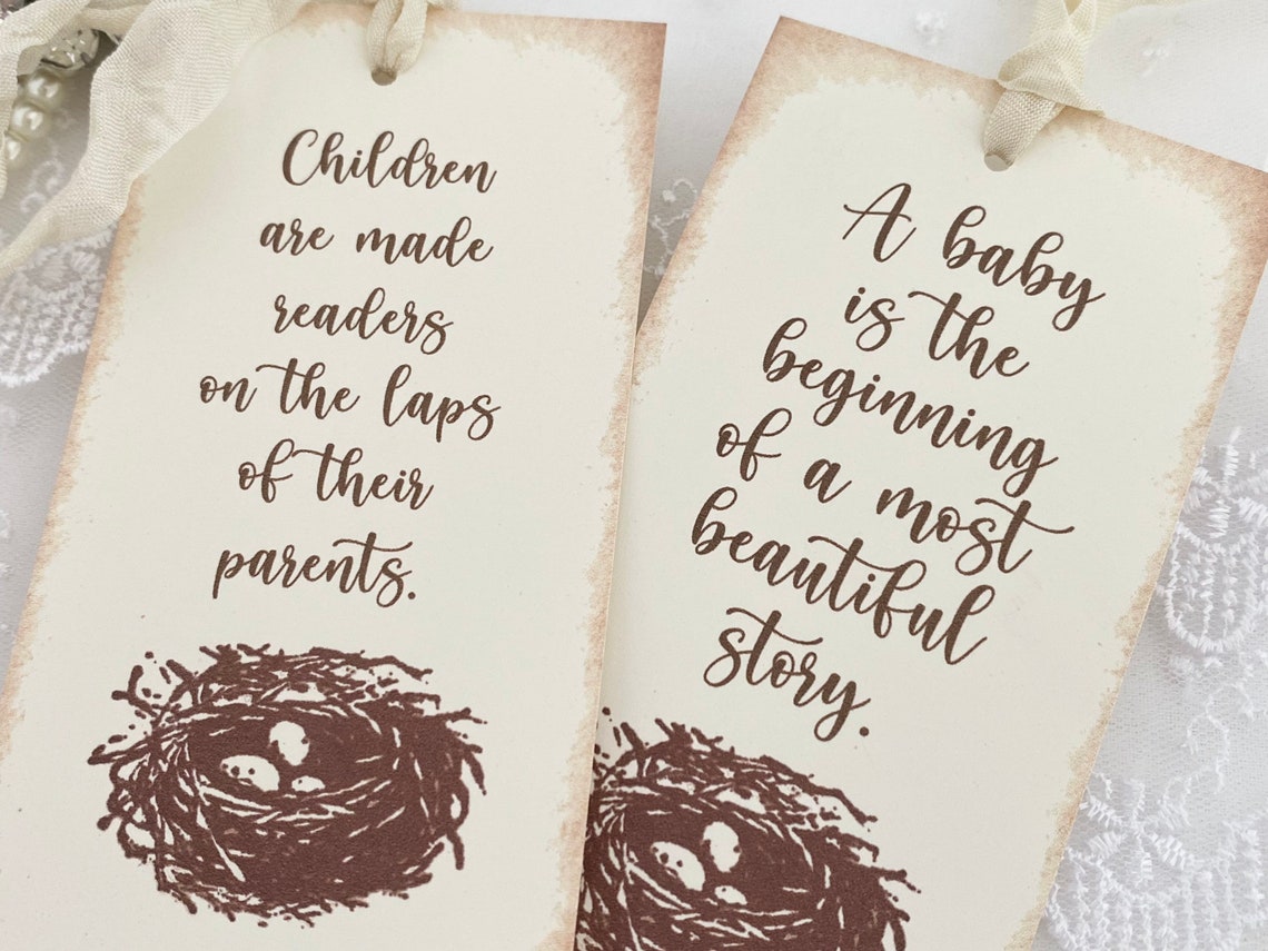 Printed Bird Nest Bookmarks Bird Egg Baby Shower Bookmark Etsy