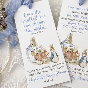 Printed Peter Rabbit Bookmarks Favors, Peter Rabbit Book Themed Favors, Beatrix Potter Baby Shower Bookmark Favors, Peter Rabbit Favors