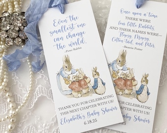 Printed Peter Rabbit Bookmarks Favors, Peter Rabbit Book Themed Favors, Beatrix Potter Baby Shower Bookmark Favors, Peter Rabbit Favors
