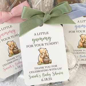 Classic Winnie the Pooh Favor Gift Bags For Baby Shower, A Little Yummy for Your Tummy Baby Shower Favor Bags, Gender Neutral Boy Girl Favor