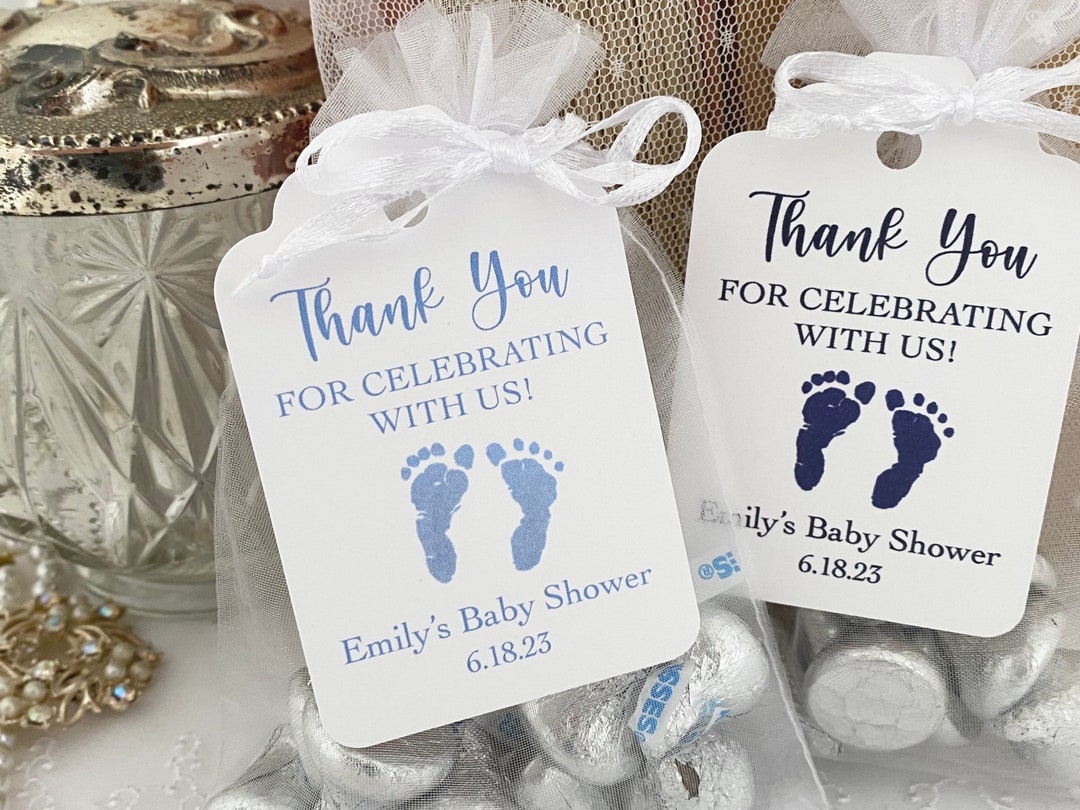 Printed Baby Shower Thank You Favor Bags, Personalized Baby Boy Shower