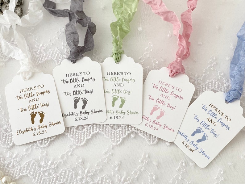 Girl Shower Nail Polish Tags, Girl Baby Shower Mani Thanks Tags, Baby Mani Favor Tags, 10 Fingers 10 Toes Tags image 3