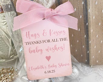 Baby Girl Kisses Favor Bags, Pink Baby Shower Favors, DIY Kit