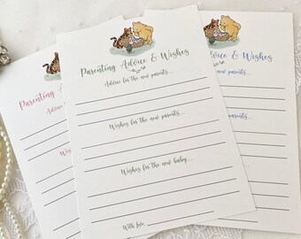 Printed Winnie the Pooh Parenting Advice and Wishes Cards, Baby Shower Parenting Wisdom Cards, Gender Neutral Classic Pooh Baby Shower Game