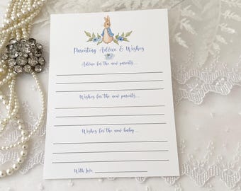 Printed Peter Rabbit Parenting Advice Cards, Peter Rabbit Parenting Advice Cards, Peter Rabbit Baby Shower Game Activity Cards