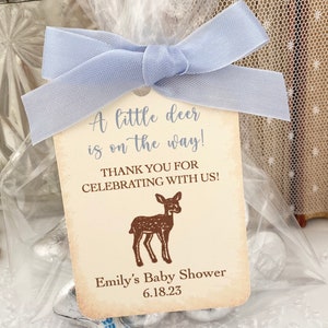 Deer Baby Shower Favor Bags, Woodland Deer Baby Shower Favors, Woodland Favors, A little Deer is on the way Printed image 6